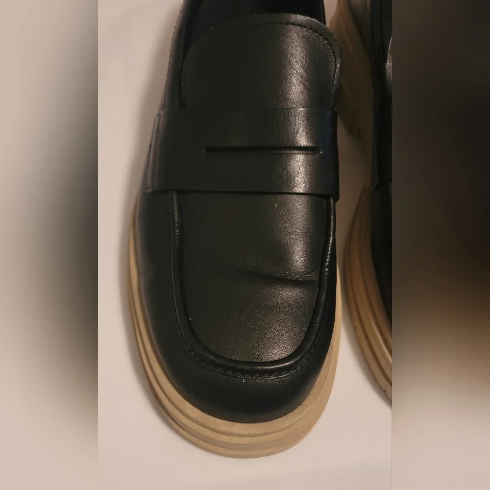 Zara Black Leather Slip-On Loafers Mens Size 45 - Picture 3 of 13